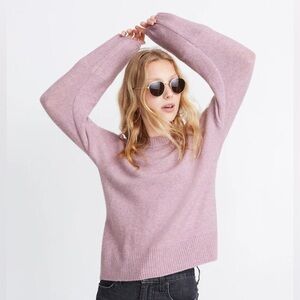 MADEWELL Payton Pullover Sweater in Coziest Yarn Heather Lilac Size Large Wool